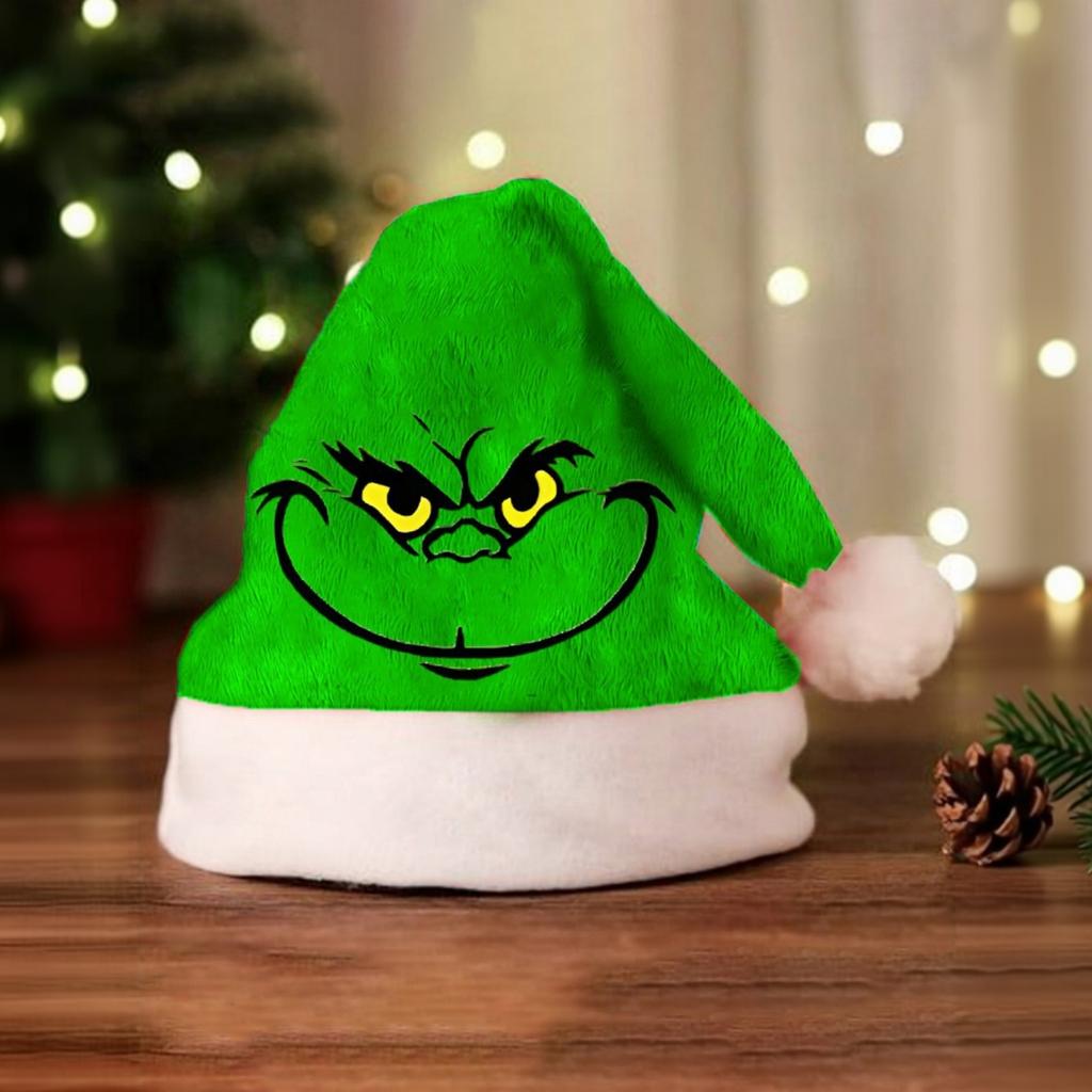 Plush Christmas Hat - Soft Fuzzy Winter Santa Hat for Holiday Parties