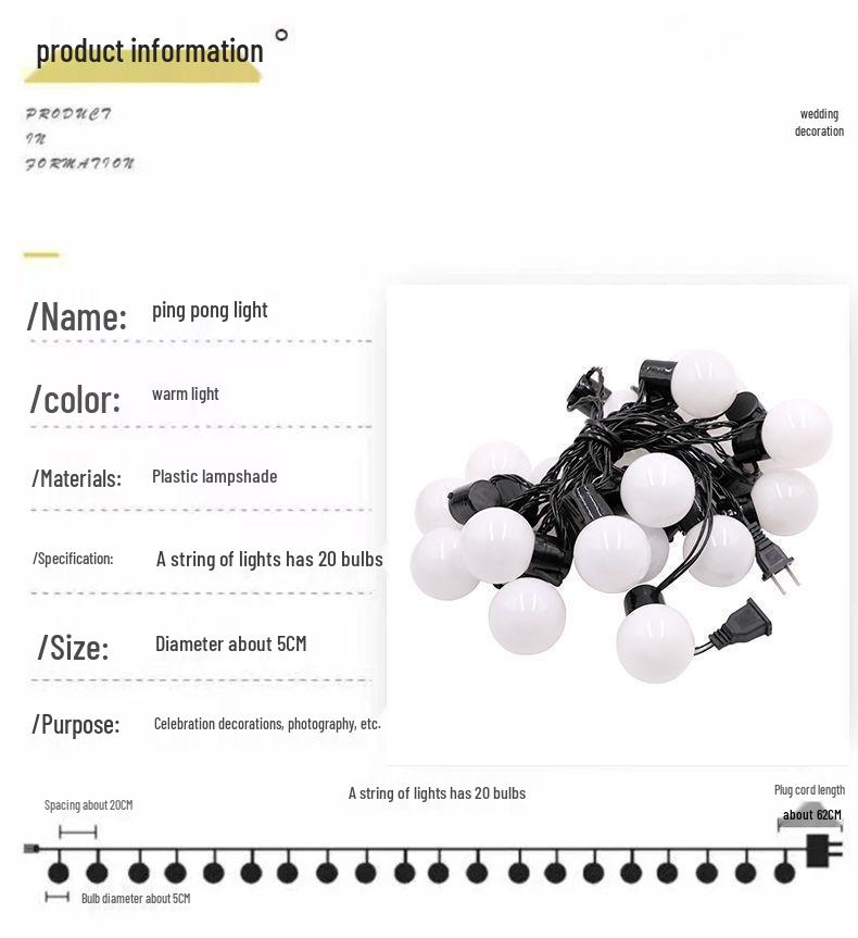 Solar LED Outdoor Camping Atmosphere Round Ball String Lights for Tents and Canopies