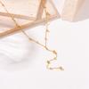 Gold Plated Stainless Steel Lariat Necklace with Beaded Drop Chain for Women