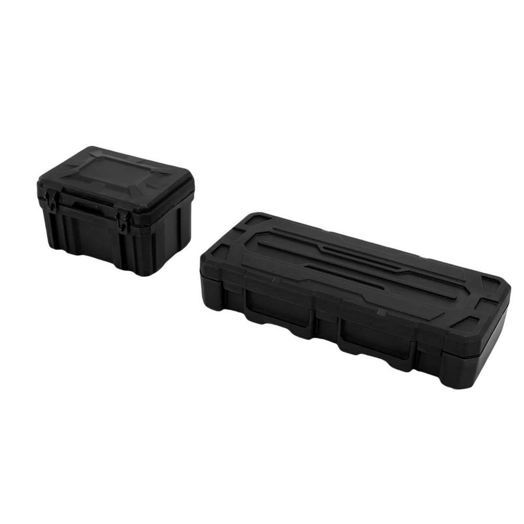 RC Car Luggage Case and Tool Box Set High Simulation RC Storage Box with Sticker for Decoration Black