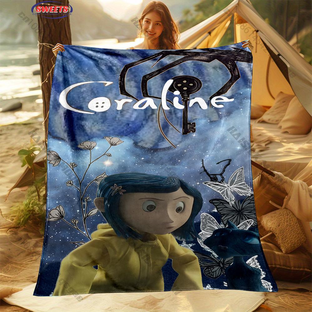 17 Styles Cartoon Soft Flannel Fluffy Throw Camping Blanket with C-C0raline Printed for Children Sofa Thin Blanket Fashion Gift