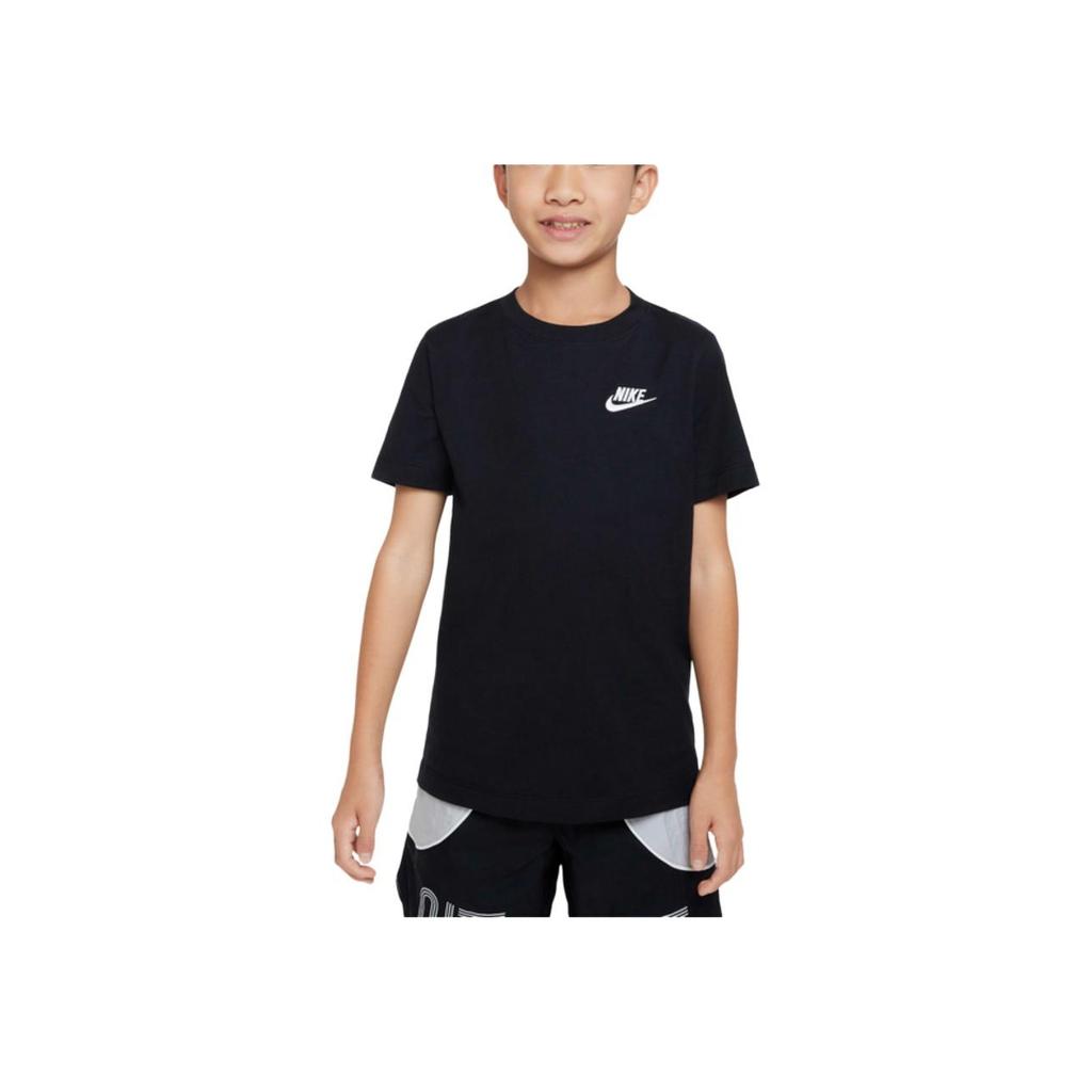 Nike Embroidered Logo Cotton Crew Neck Short Sleeve T-Shirt Kids Tops Black AR5254-010