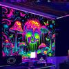 Nuxovilar UV Reactive Tapestry – Skull and Mushroom Scene Blacklight Wall Hanging, Enchanted Forest Glow Art for Bedroom and Living Room Decor,