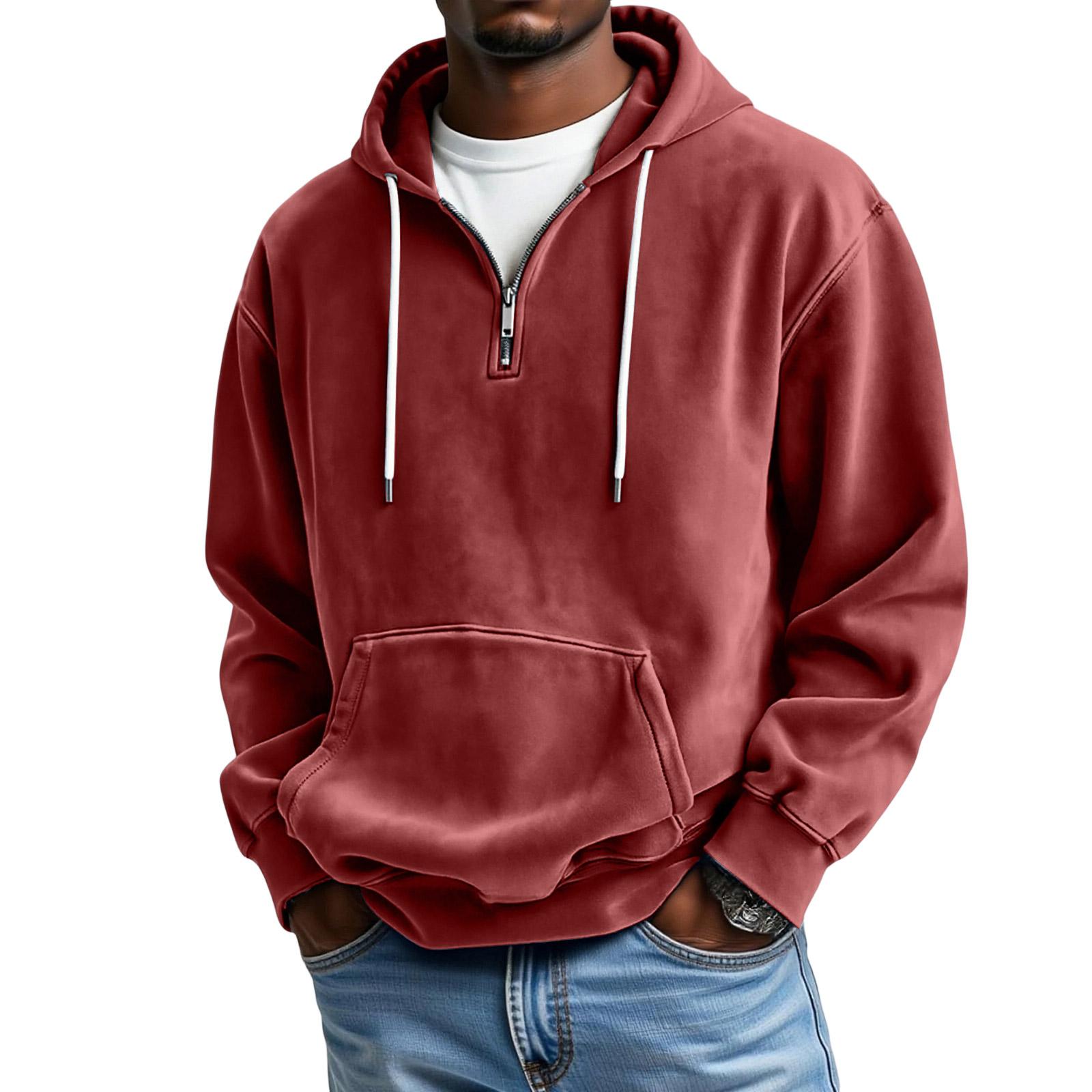 Mernfsn Heren Sport Vrije tijd Lange Mouwen Capuchon Hoodie L rood