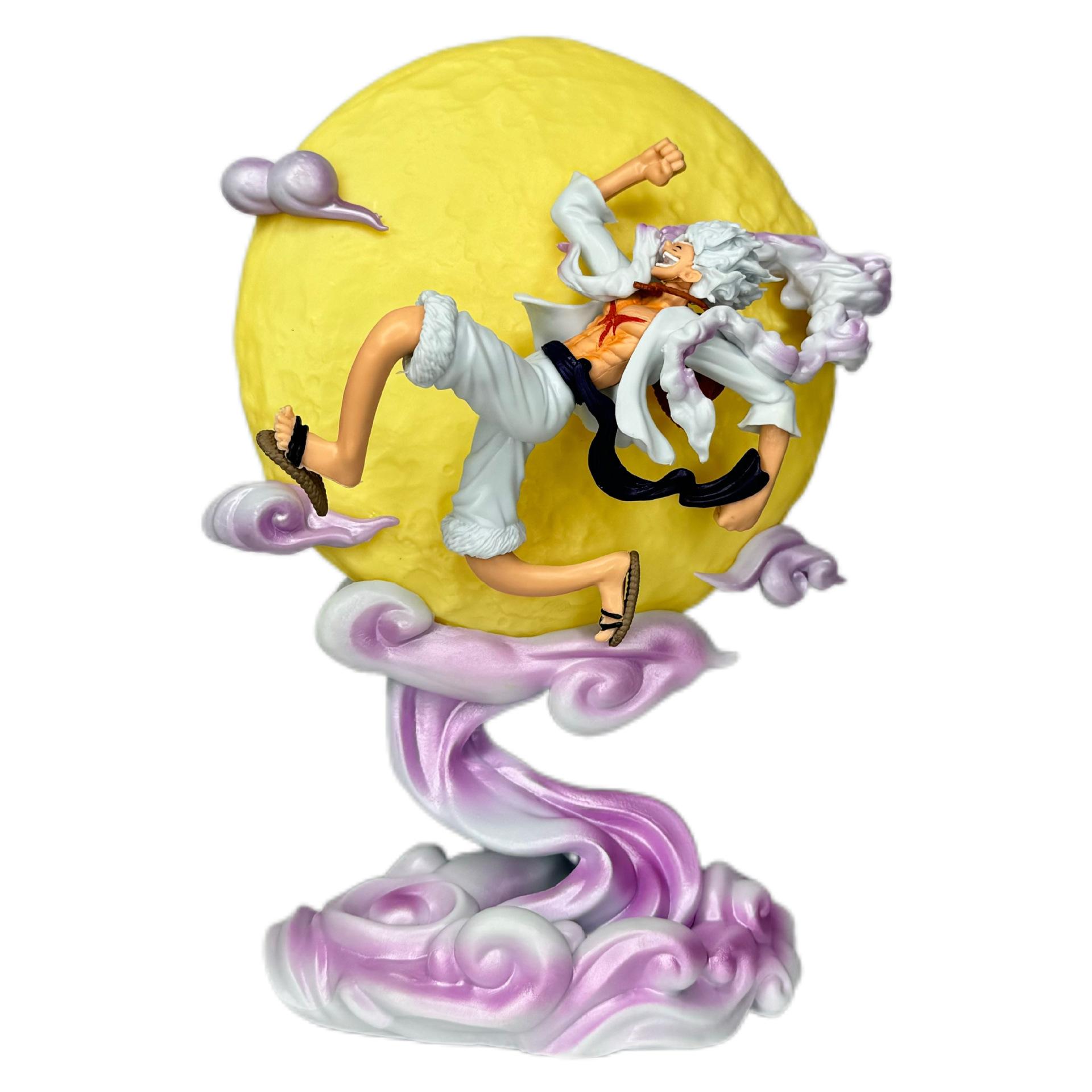 

New 26cm One Piece Anime Periphery Figure Moon Nika Luffy Gear 5 With Moon Light Action Figure Gk Statue Model Home Decorations