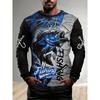 Men's Outdoor Fishing Long Sleeve T-shirts 3D Fish Print Round Neck Tshirt Summer Casual Loose Top Oversized Men Fishing Clothes