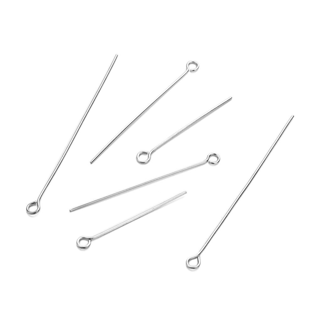 10000Pcs/Bags Size 0.5mm 0.6mm 0.7mm Stainless Steel Silver Eye Pins Needles for DIY Jewelry Making Necklace Bracelet Findings