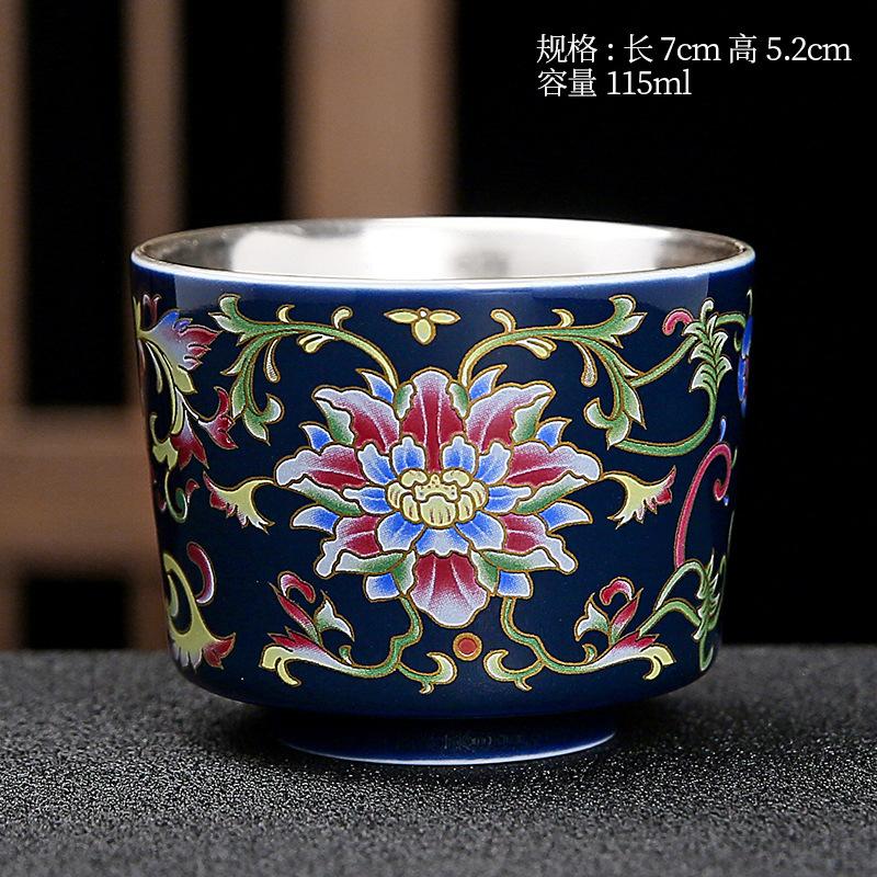 Bol de Ceai Kung Fu Pur 999 Culoare Emailată Ceramică Degustare Handmade Placat cu Argint Maestrul Cana Unică Cutie Cadou