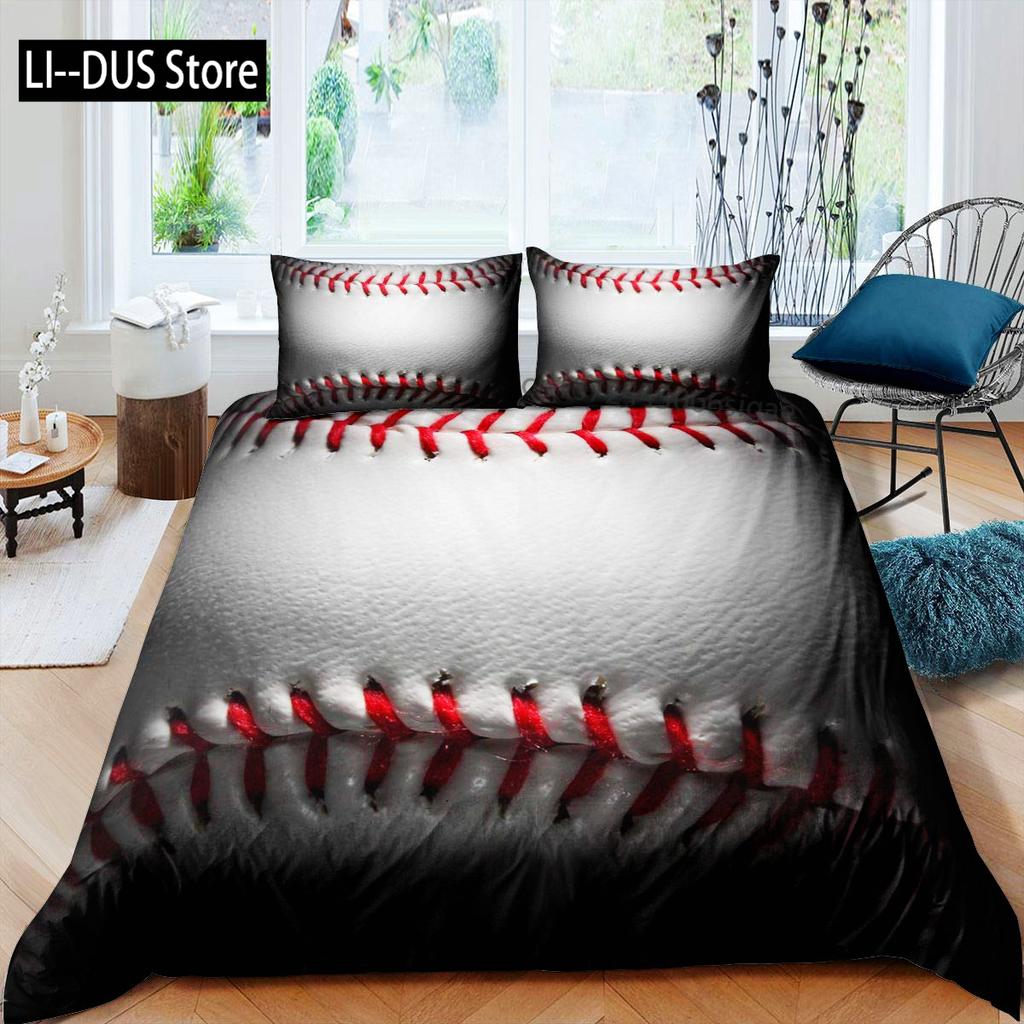 Comforter Baseball Polyester Ball Pattern Sports Theme Player Twin Bedding Set For Teen Baseball Lovers Queen King