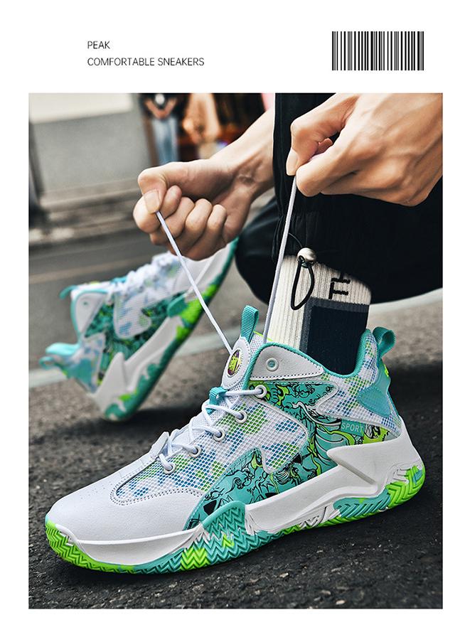 Wysokie buty do koszykówki Venom James Kobe Memorial dla mężczyzn, wydające głośny dźwięk tarcia na betonowej podłodze.