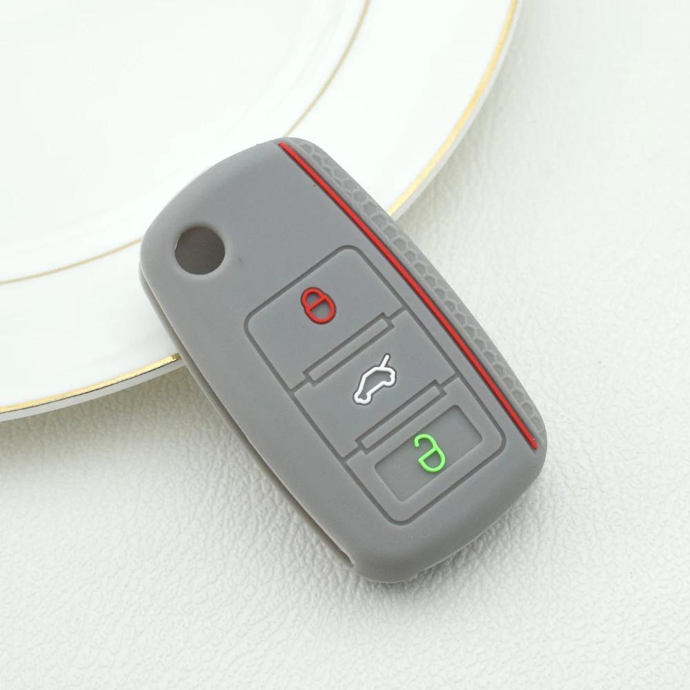 2 3 Buttons Silicone Flip Rubber Car Key Cover Case For VW Volkswagen Golf 5 6 7 MK4 Bora Amarok Polo Jetta Altea Alhambra Fob
