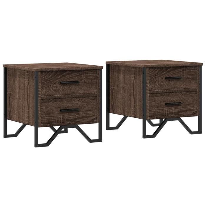 VidaXL Bedside Tables 2pcs Brown Oak 40x41x40cm Engineered Wood, Side Table, Bedside Cabinet, Accent Table 848513