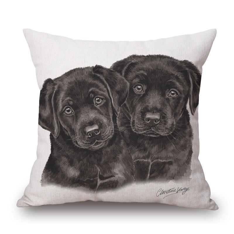Border Collie Black Labrador Bay Horse Cock Dog Animals Poster Hand Painting Cushion Covers Decorative Pillows For Sofa
