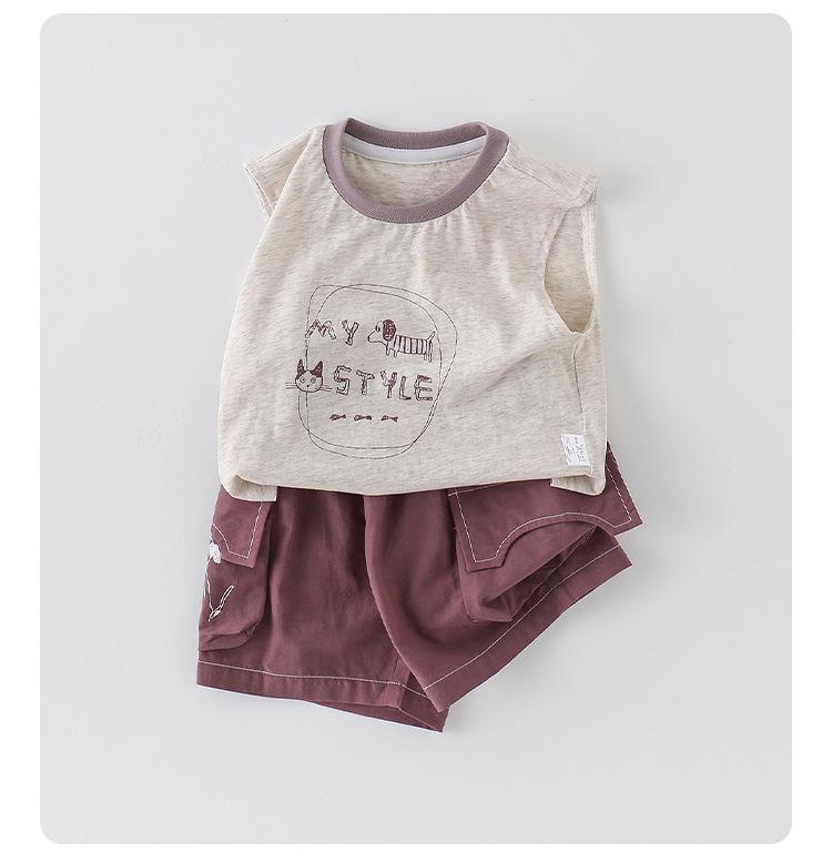 Baby Boy Sleeveless Cotton Vest & Shorts Set - Summer 2-Piece Outfit