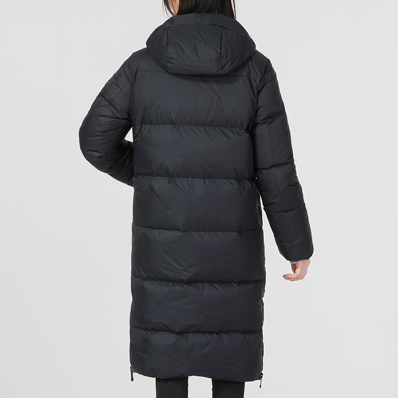 Under Armour Solid Logo Sports Casual Long Hooded Down Jacket Women Outerwear Black 1375454-001