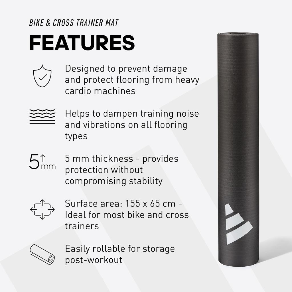 adidas Fitness Bike Floor Guard 5mm 155 x NBR Mat, Thick, Black, 65cm, Material, ADMT-10128