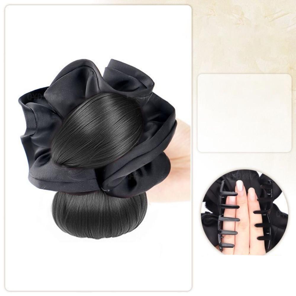Synthetic Black Large Intestine Hair Ring Bun Head Wig Fashionable and Elegant Ladies Flower Bud Head Wig Hair Accessories