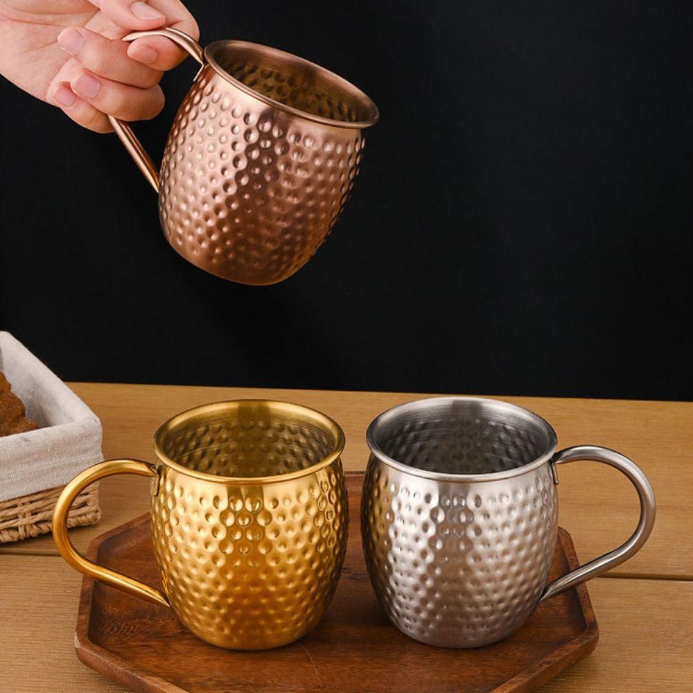 520ml Moscow Mule Becher Hammerschlagmuster Bierkrug Robuster Edelstahlbecher Bar