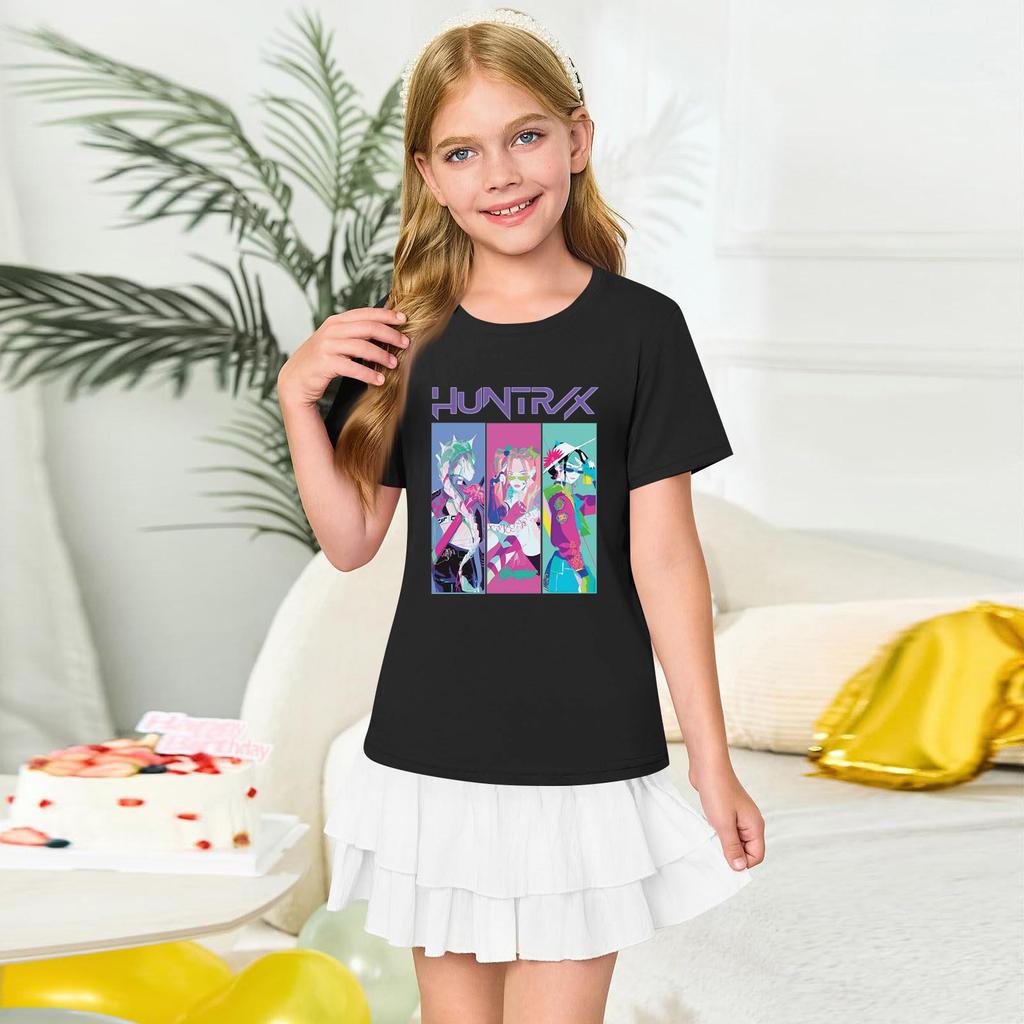 Fashionable Round Neck Short Sleeve Work Clothes Printed Tops For KID Summer Tops