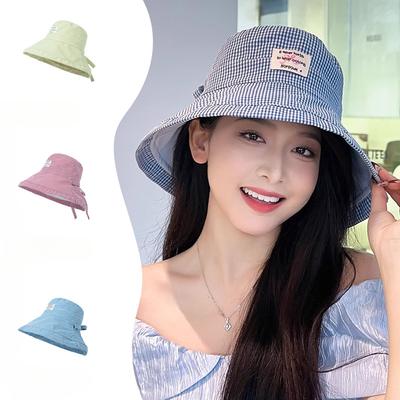 Japanese Fashion Pleated Sand Cotton Washable Fisherman Hat Hat Women Korean Style Literary Bow with Large Brim Sun Hat