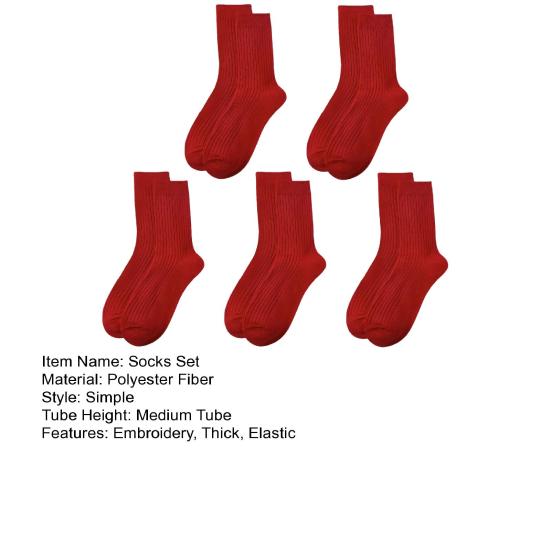 10 par Unisex Nyttår Røde Sokker Kinesisk Broderi Mellomlange Elastiske Sklisikre Velstand Lykke Symbol Svetteabsorberende Feiringssokker
