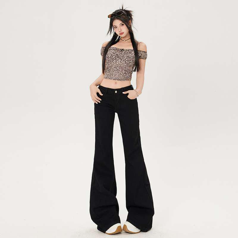 

Two-Tone Low-Waist Spicy Girl Micro-Flare Slim-Fit Elastic Jeans for Women - Spring/Summer Edition M