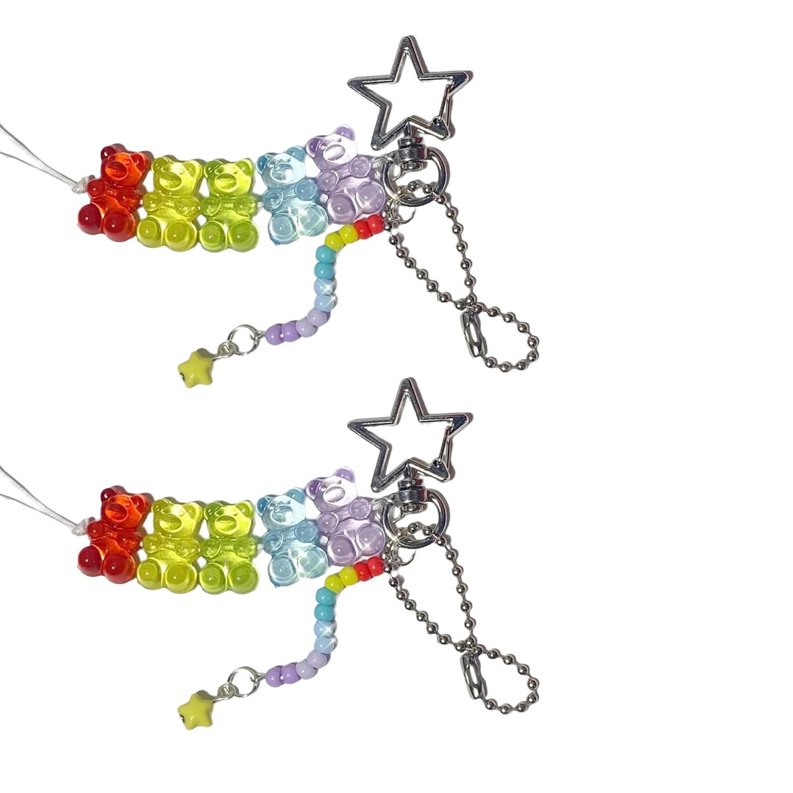 

Pack of 2 Unique Bear Beaded Keychain Stylish Colorful Keychain Charm Perfect for Adding Color to Your Accessories