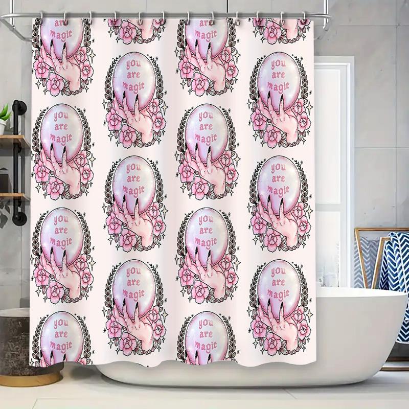 

Floral Shower Curtain Botanical Flower Pattern Waterproof Bathroom Decor Vintage Washable Fabric Backdrop Home Textile W60H190(CM)-1 Pcs