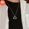 Hi Geometry Interlocking Square Triangle Male Pendant For Men Women Unisex Alloy Modern Trendy Geometric Stacking Streetwear Necklace