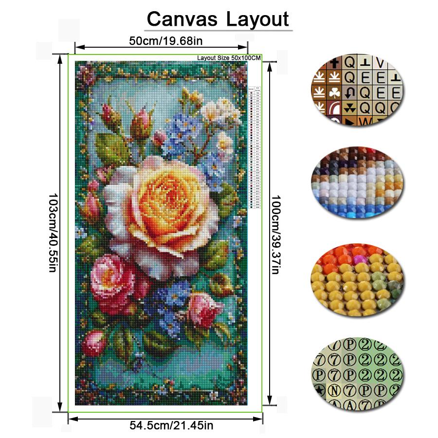 Diamond Mosaic Colorful Rose Large Size Diy Diamond Art Painting Full Drill Flowers Jewelry Cross Stitch Kits Wall Decor