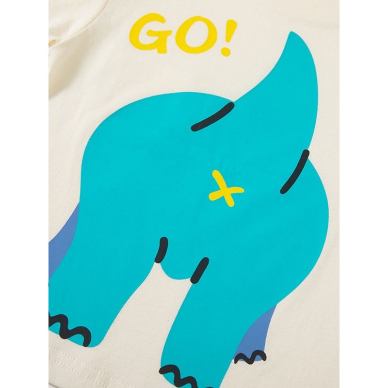 Children's Clothing Summer Kids Short Sleeve T-shirt Top Boys and Girls Half Sleeve Front and Rear Dinosaur Print Clothes Cotton Base Shirt