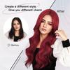 New Wig European American Women Front Lace Synthetic Headband Small Wine Red Medium Split Long Curly Hair