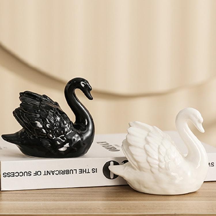 Figura di Anatra in Porcellana Statuetta Animale Ceramica Elegante da Collezione per Case Moderne Accento Ornamentale per Styling Interni Ufficio