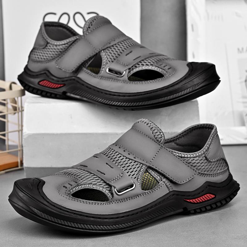 Summer Men Sandals Genuine Leather Mens Casual Shoes Outdoor Men Leather Sandals for Men Beach Shoes Roman Mens Shoes