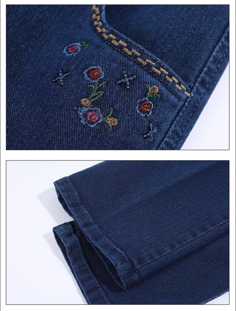 High-Waisted Straight Summer Jeans for Middle-Aged & Elderly Women - Casual Grandma Pants