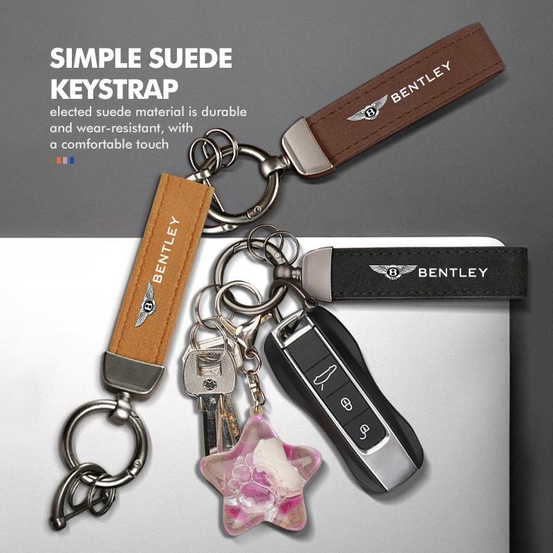 Suede Car Keychain Keyring Luxury Key Chains Anti-loss Pendant For Bentley Continental GT MULLINER Bentayga Flying Hurtling Spur