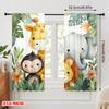 Set Of 2 Flat Printing Window Drapes Cute Safari Animals Watercolor Polyester Without Electricity Family Party Use Living Curtain