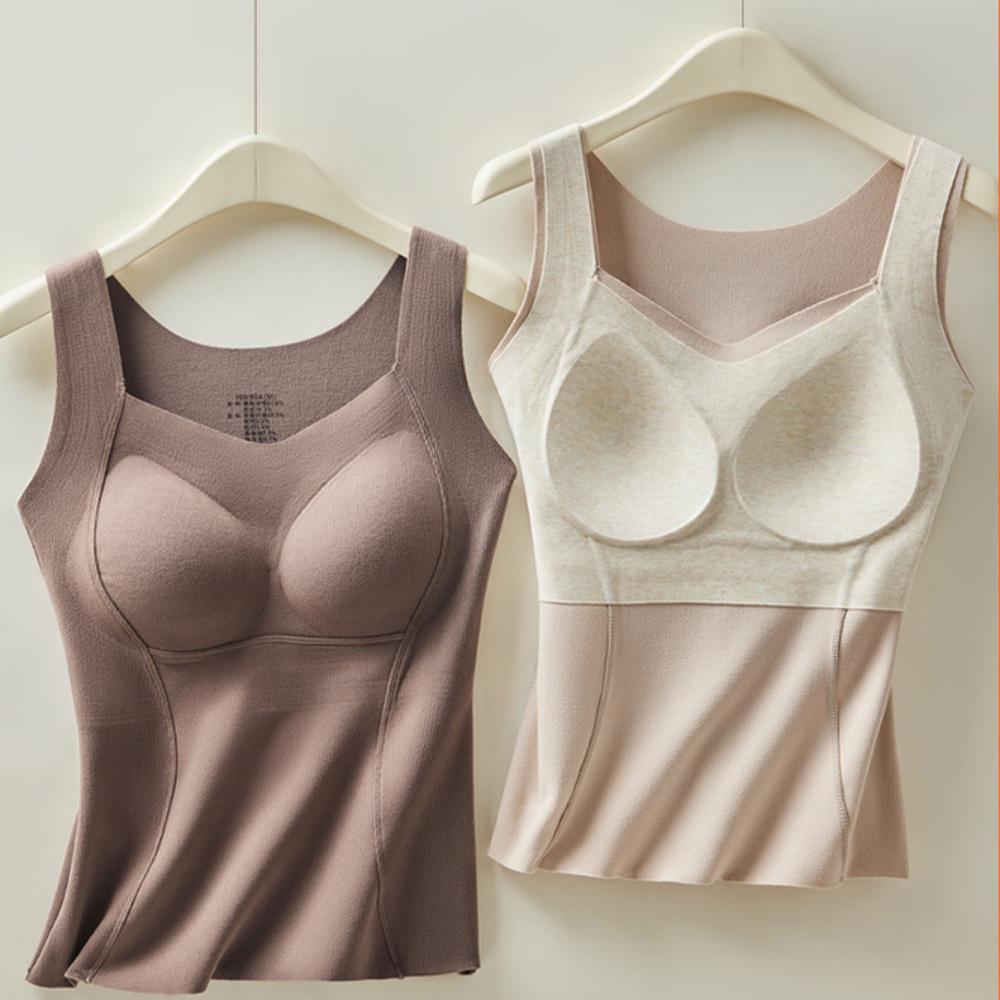 V Neck Chest Pad Tank Top Cashmere Silk for Warmth Crop Tops Women Camis Backless Camisole Fashion Tube Lady Sleeveless Cropped Vest