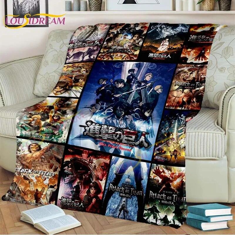 Classic Anime Blanket Attack On Titan Blanket Eren Jaeger Blanket for Bedroom Sofa Livingroom Cartoon Blanket Children's Blanket