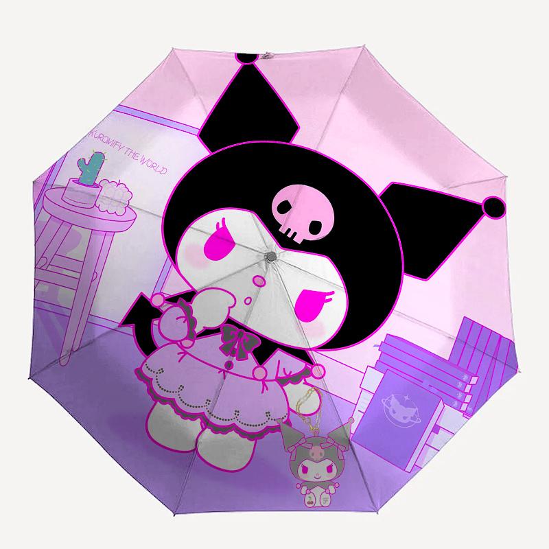 Kuromi,Gothic Lolita Automatic Umbrella-Foldable, Durable 8-Bone Design, Compact and Stylish, Great for Camping, Halloween, Christmas, Mothe