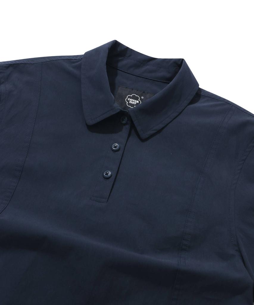 Covernat Woman Collared Half-Sleeve Dress Navy