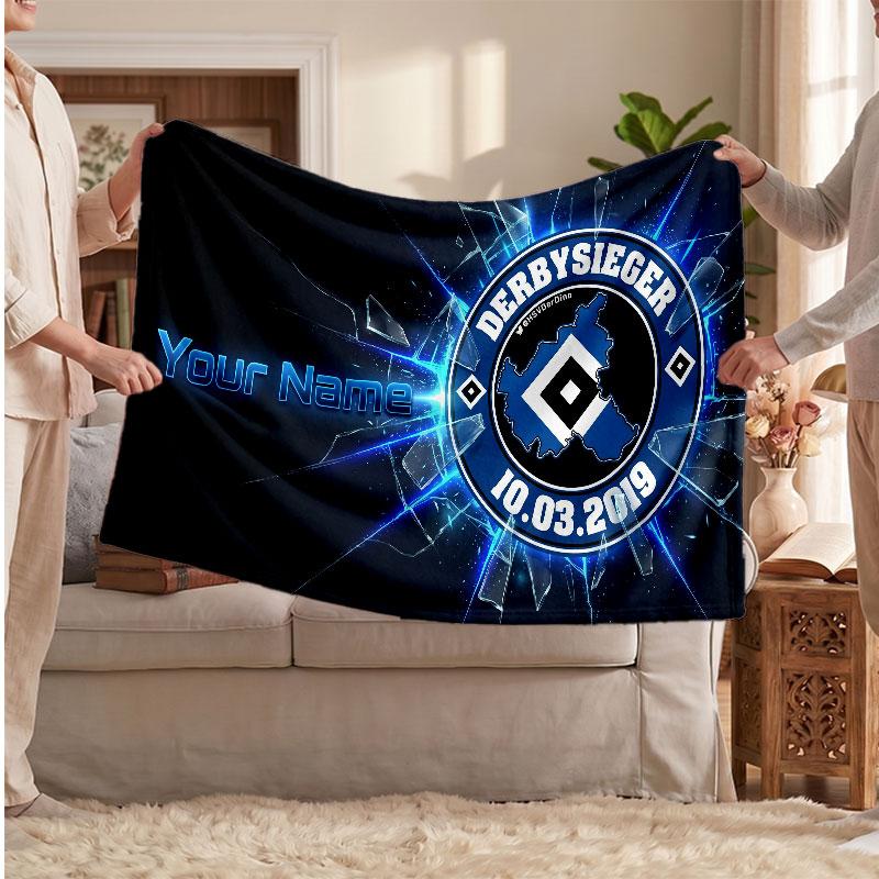 Hamburger SV Personalisierte Fleecedecke Mit Fußballlogo, Benutzerdefinierter Name Text Weich Warm Heimdecke