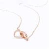 Purple Gold Luxury Flash Diamond Double Ring Love Necklace Rose Gold Plated Gold Niche Set Chain