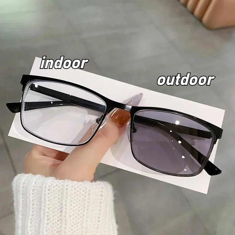 

Мужские классические деловые очки с полной оправой, фотохромные, для близорукости, популярная ретро квадратная оправа, очки высокой четкости с защитой от синего света 0