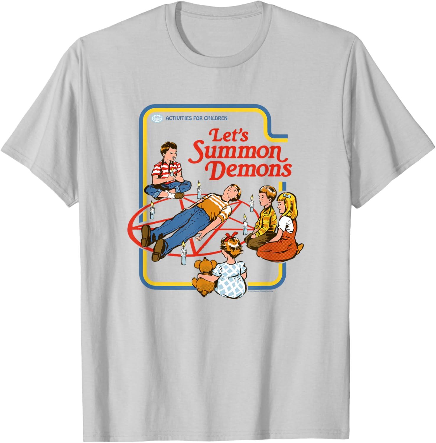 

Steven Rhodes Lets Summon Demons Pentagram Retro Dark Humor TShirt New SpringSummer Arrivals Regular Fit Casual 4XL