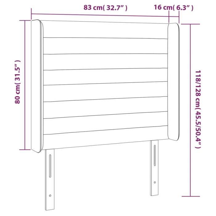 VidaXL Tête de lit avec oreilles Marron foncé 83x16x118-128 cm Tissu3119697