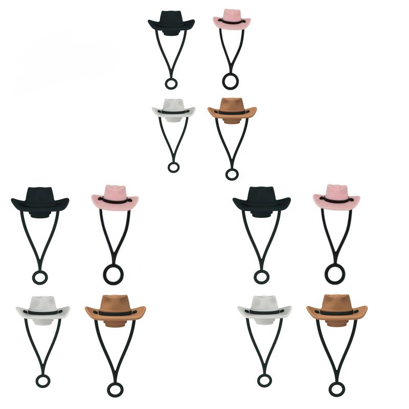 Silicone Cowboy Hat Straw Covers Cute Hat Shape Straw Topper Reusable Straw Tip Protector Cap Mug Accessories Gift Straw Cap