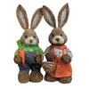 2 Pieces Easter Bunny Rabbit Straw Figures Decoration 35cm Tall Vivid and Lovely Lifelike Holiday Gifts Exquisite Craftsmanship