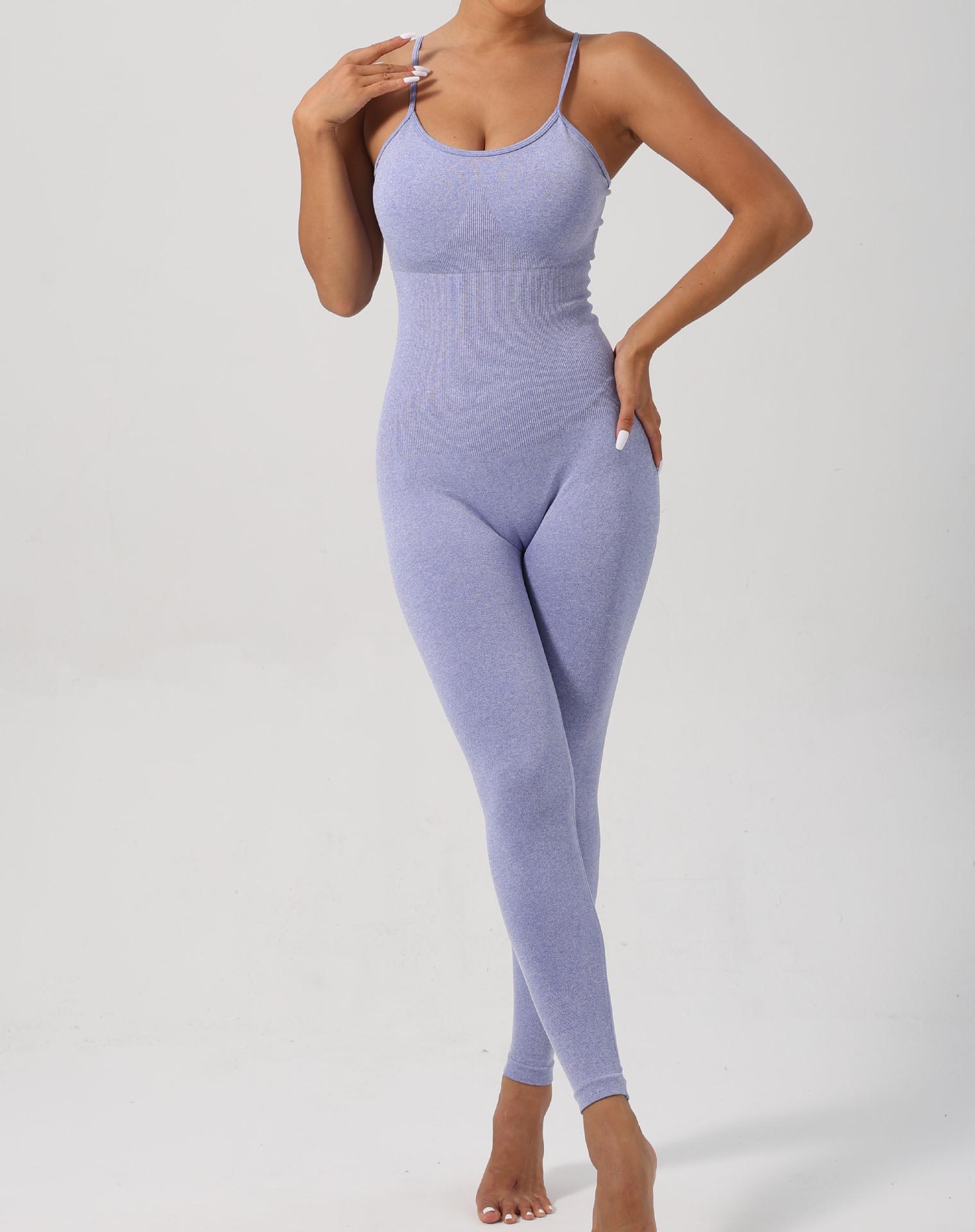 

Высокоэластичный спортивный боди S-образной формы: Приятный к коже, Контроль живота, Потовыделяющий, Длинная версия Small фиолетовый