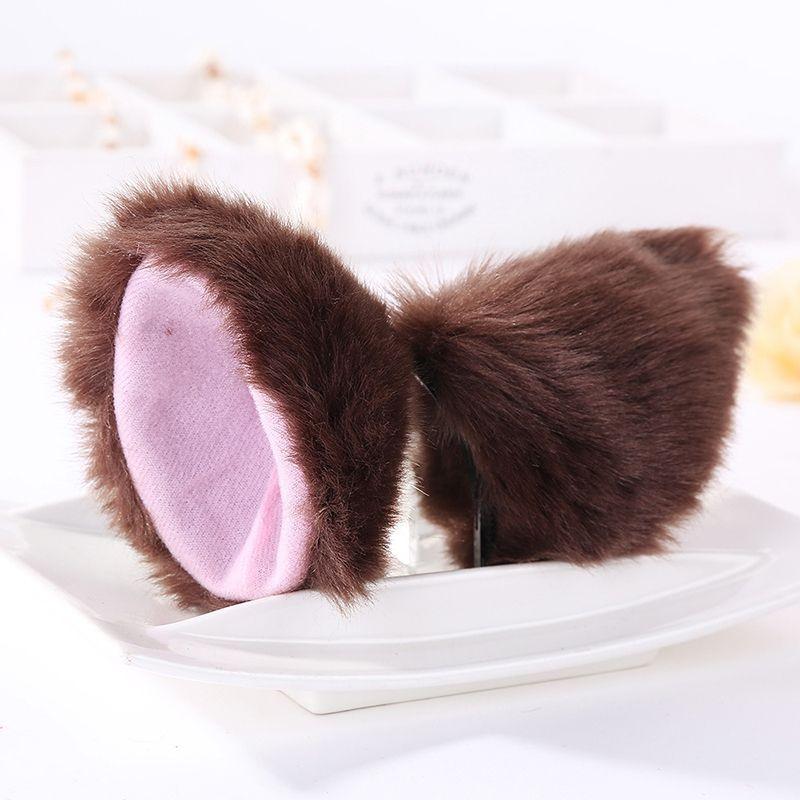 Luxurious Faux Fur Cat Fox Long Fur Ears Costume Hair Clip For Halloween Cosplay Parties